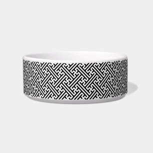 Sayagata pattern, Japanese, Black and White Bowl