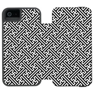 Sayagata pattern, Japanese, Black and White Incipio Watson™ iPhone 5 Wallet Case