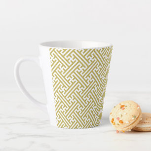 Sayagata pattern, Japanese, Black and White Latte Mug