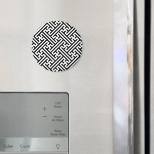 Sayagata pattern, Japanese, Black and White Magnet