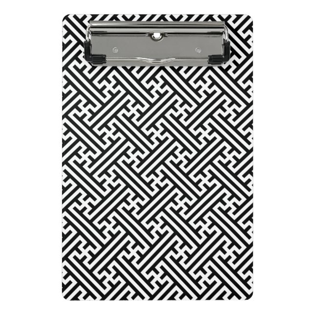 Sayagata pattern, Japanese, Black and White Mini Clipboard (Front)
