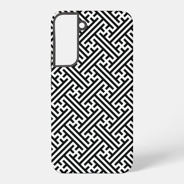 Sayagata pattern, Japanese, Black and White Samsung Galaxy S22+ Case (Back)
