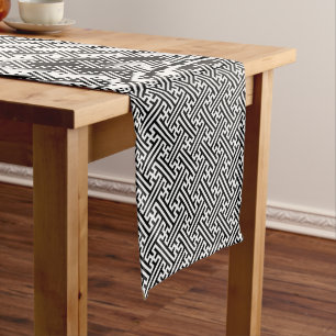 Sayagata pattern, Japanese, Black and White Short Table Runner