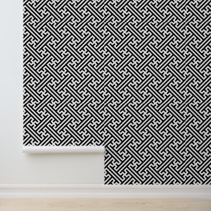 Sayagata pattern, Japanese, Black and White Wallpaper