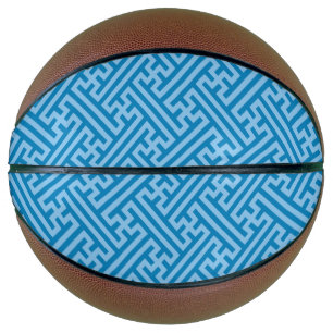 Sayagata pattern, Japanese, Blue and Baby Blue Basketball