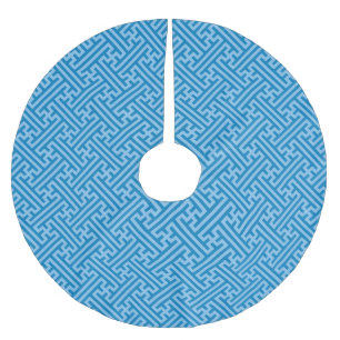 Sayagata pattern, Japanese, Blue and Baby Blue Brushed Polyester Tree Skirt
