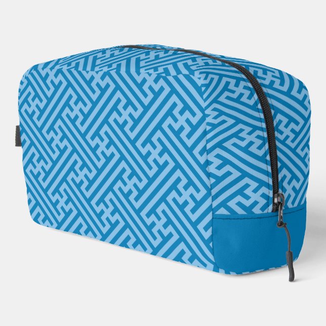 Sayagata pattern, Japanese, Blue and Baby Blue Dopp Kit (Right Corner)