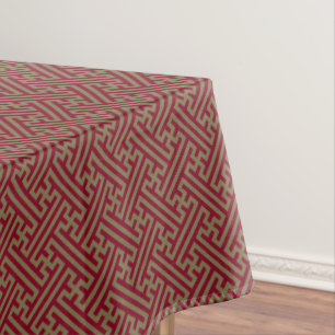Sayagata pattern, Japanese, Burgundy and Gold Tablecloth