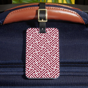 Sayagata pattern, Japanese, Burgundy and White Luggage Tag