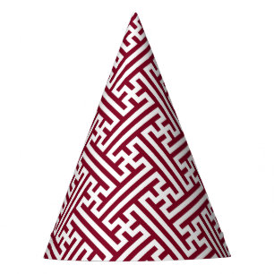 Sayagata pattern, Japanese, Burgundy and White Party Hat