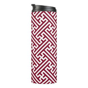 Sayagata pattern, Japanese, Burgundy and White Thermal Tumbler