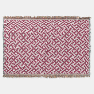 Sayagata pattern, Japanese, Burgundy and White Throw Blanket