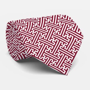 Sayagata pattern, Japanese, Burgundy and White Tie