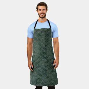 Sayagata pattern, Japanese, Gold and Navy Blue Apron