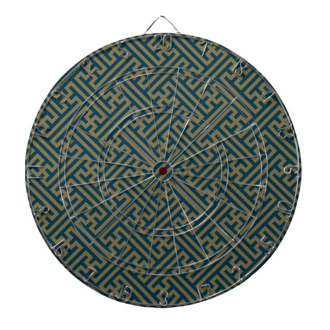 Sayagata pattern, Japanese, Gold and Navy Blue Dartboard (Front)
