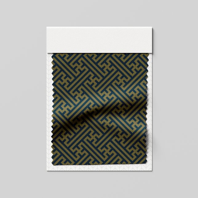 Sayagata pattern, Japanese, Gold and Navy Blue Fabric (Creator Uploaded)