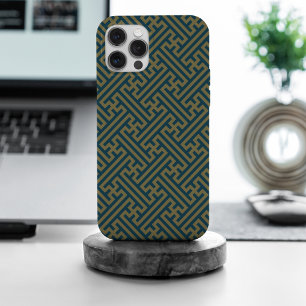 Sayagata pattern, Japanese, Gold and Navy Blue iPhone 15 Pro Max Case