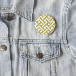 Sayagata pattern, Japanese, Gold and White 6 Cm Round Badge