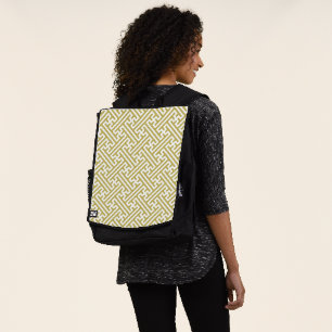Sayagata pattern, Japanese, Gold and White Backpack