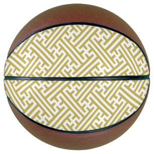 Sayagata pattern, Japanese, Gold and White Basketball