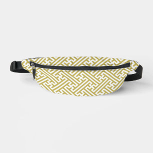 Sayagata pattern, Japanese, Gold and White Bum Bags