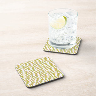Sayagata pattern, Japanese, Gold and White Coaster