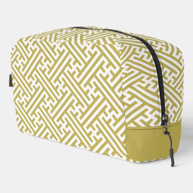 Sayagata pattern, Japanese, Gold and White Dopp Kit (Right Corner)
