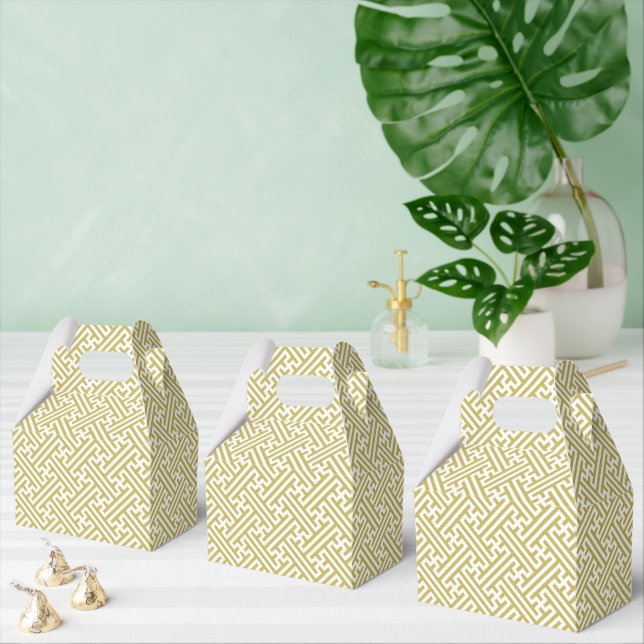 Sayagata pattern, Japanese, Gold and White Favour Box (Multiple)