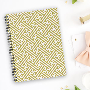 Sayagata pattern, Japanese, Gold and White Notebook