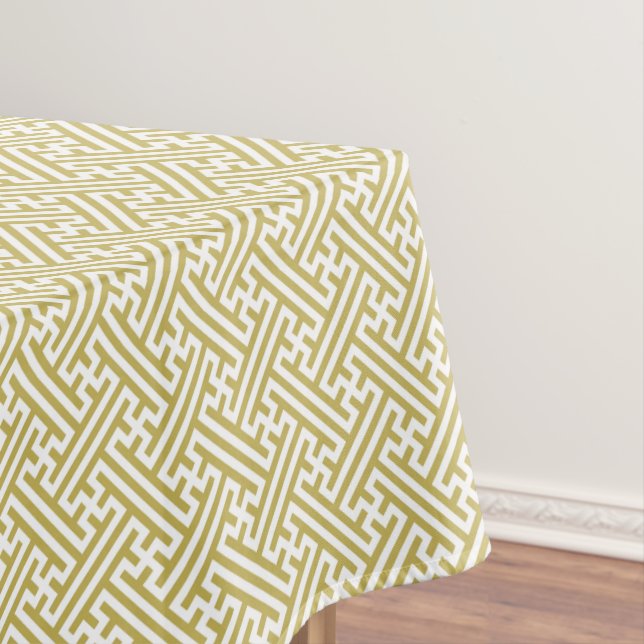Sayagata pattern, Japanese, Gold and White Tablecloth (In Situ)