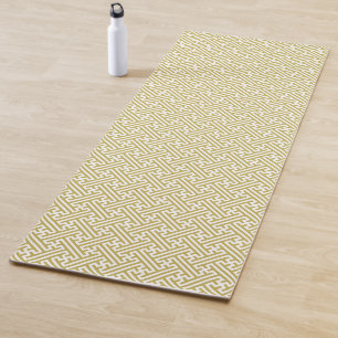 Sayagata pattern, Japanese, Gold and White Yoga Mat