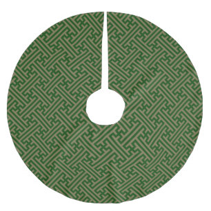 Sayagata pattern, Japanese, Green and Gold Brushed Polyester Tree Skirt
