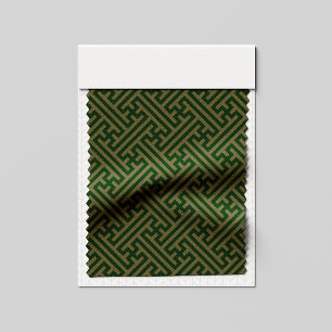 Sayagata pattern, Japanese, Green and Gold Fabric