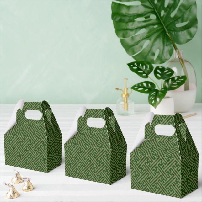 Sayagata pattern, Japanese, Green and Gold Favour Box (Multiple)