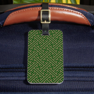 Sayagata pattern, Japanese, Green and Gold Luggage Tag