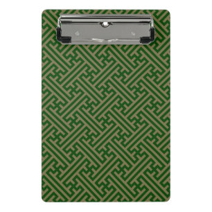 Sayagata pattern, Japanese, Green and Gold Mini Clipboard