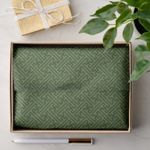 Sayagata pattern, Japanese, Green and Gold Tissue Paper