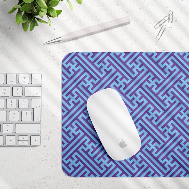 Sayagata pattern, Japanese, Purple and Blue Mouse Mat (Creator Uploaded)
