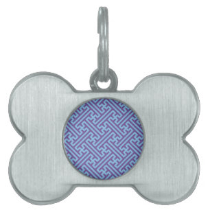 Sayagata pattern, Japanese, Purple and Blue Pet ID Tag