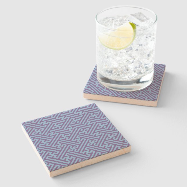 Sayagata pattern, Japanese, Purple and Blue Stone Coaster (Side)