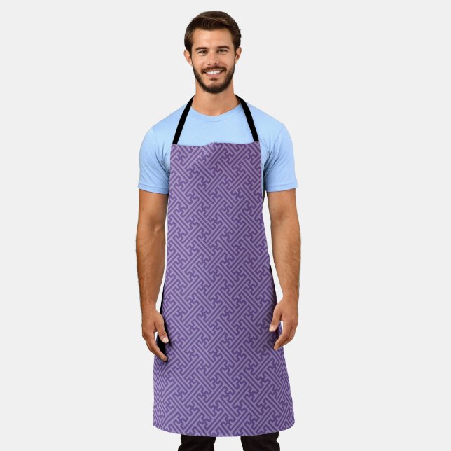 Sayagata pattern, Japanese, Purple and Pink Apron (Worn)