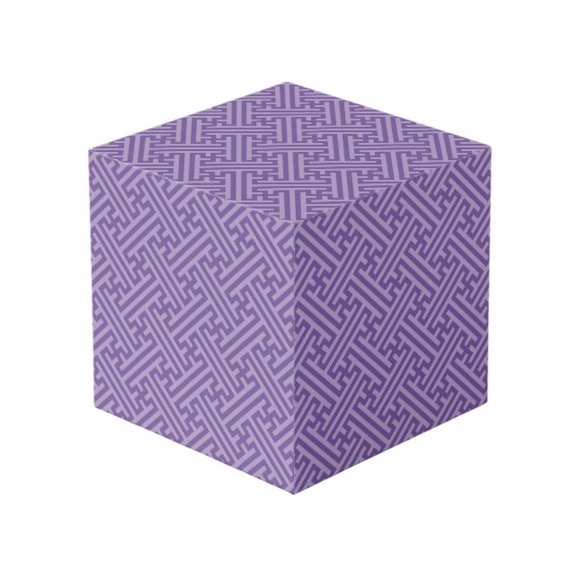 Sayagata pattern, Japanese, Purple and Pink Cube (Front Angled)
