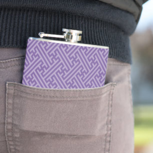Sayagata pattern, Japanese, Purple and Pink Hip Flask