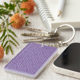 Sayagata pattern, Japanese, Purple and Pink Key Ring