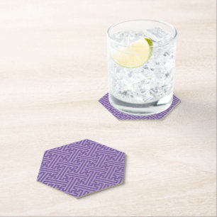 Sayagata pattern, Japanese, Purple and Pink Paper Coaster