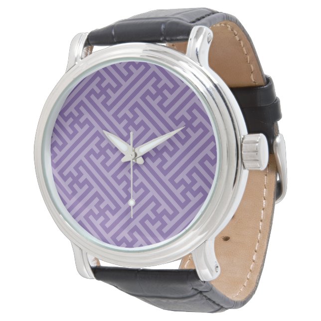 Sayagata pattern, Japanese, Purple and Pink Watch (Angled)