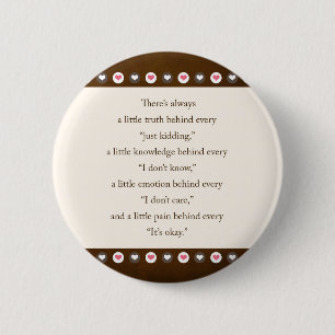 saying 6 cm round badge