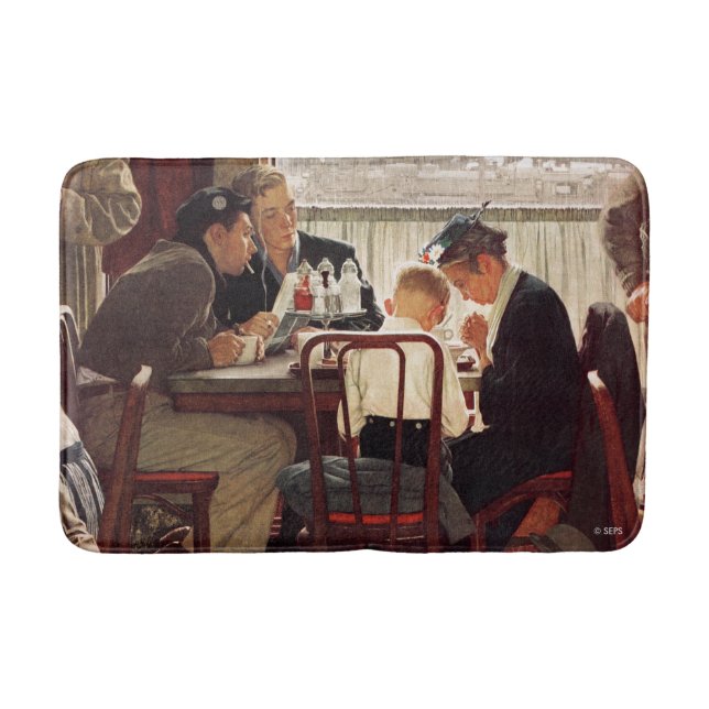 Saying Grace by Norman Rockwell Bath Mat (Front)