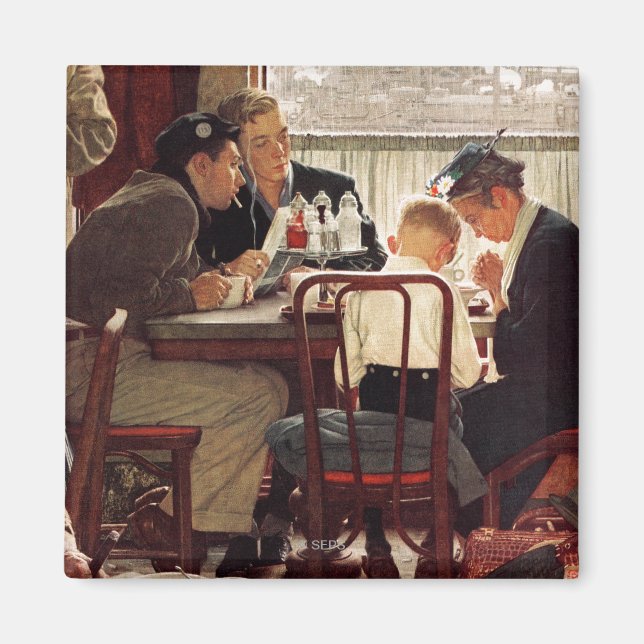 Saying Grace by Norman Rockwell Magnet (Front)
