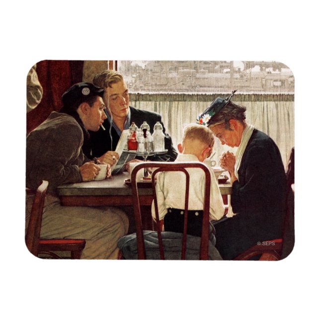 Saying Grace by Norman Rockwell Magnet (Horizontal)